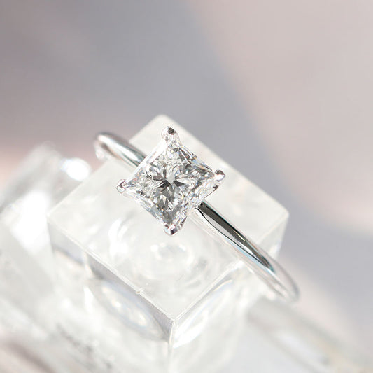 No.23[Cube] Real Moissanite Ring with 925 Sterling Silver