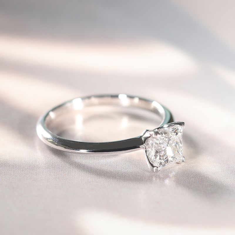 No.23[Cube] Real Moissanite Ring with 925 Sterling Silver