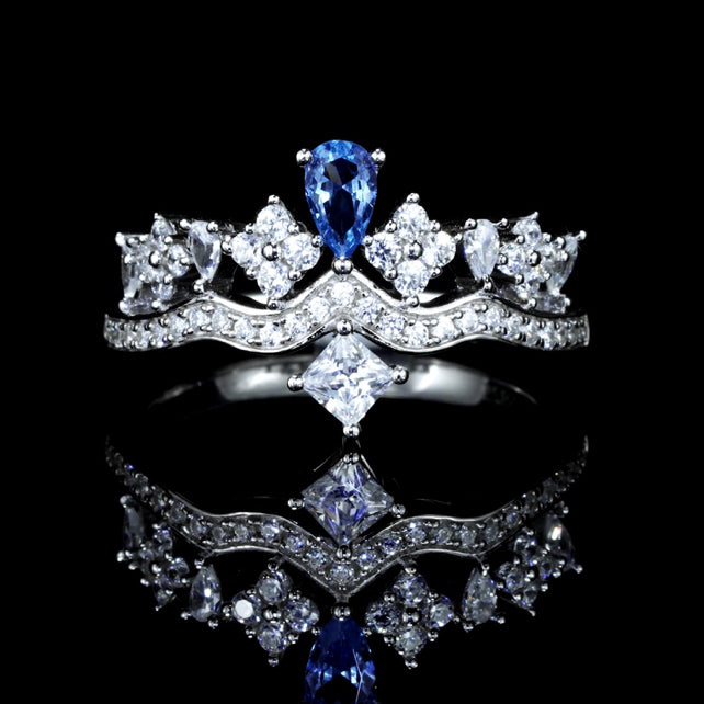 No.35[Crown] Real High Carbon Ring with 925 Sterling Silver