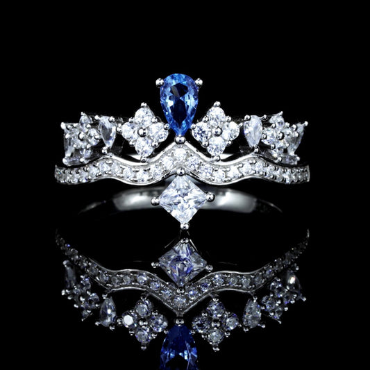 No.35[Crown] Real High Carbon Ring with 925 Sterling Silver