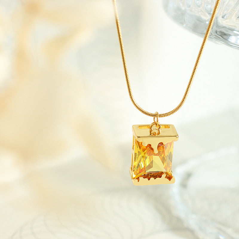 No.40 Oil Lamp-Inspired Unique Pendant with Titanium Steel and Copper Mixed Necklace,Earrings&Jewelry Set