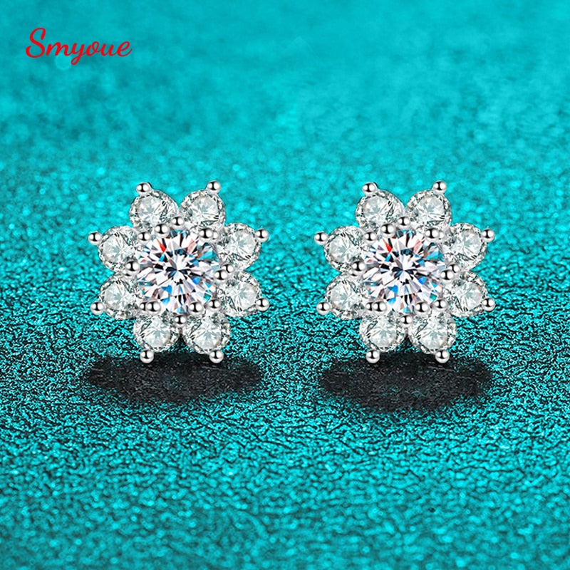 No.18[Coreopsis Studs] Real Moissanite Earrings with 925 Sterling Silver