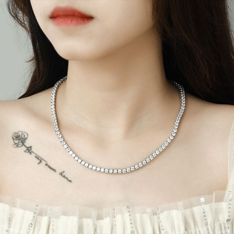 No.25[Destiny] Real Moissanite Tennis Necklace with 925 Sterling Silver