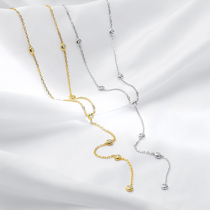 No.28[Rainy] Real 0.1CT Moissanite Necklace with 925 Sterling Silver/Gold