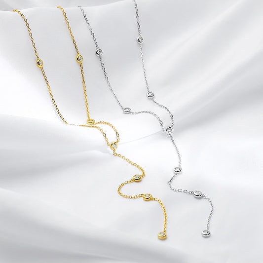 No.28[Rainy] Real 0.1CT Moissanite Necklace with 925 Sterling Silver/Gold