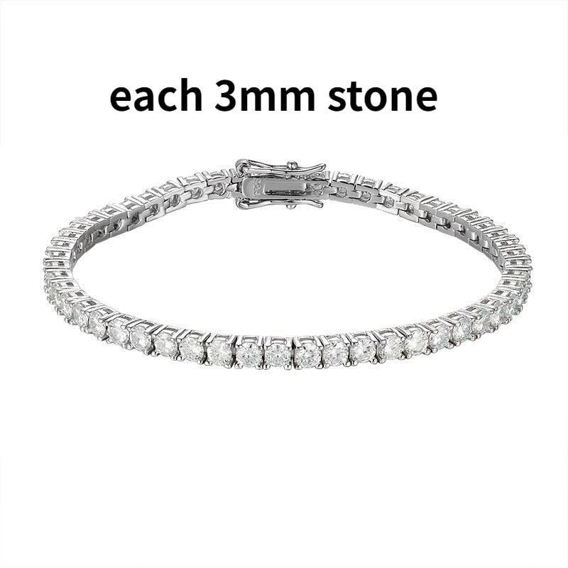 No.7[Beauty] Real Moissanite Tennis Bracelet with 925 Sterling Silver