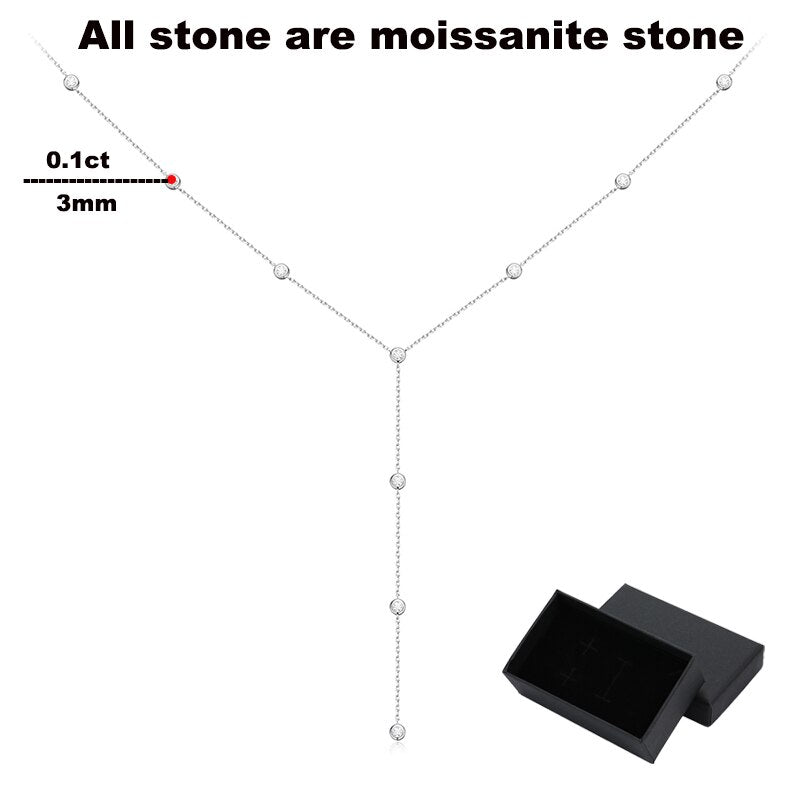 No.28[Rainy] Real 0.1CT Moissanite Necklace with 925 Sterling Silver/Gold