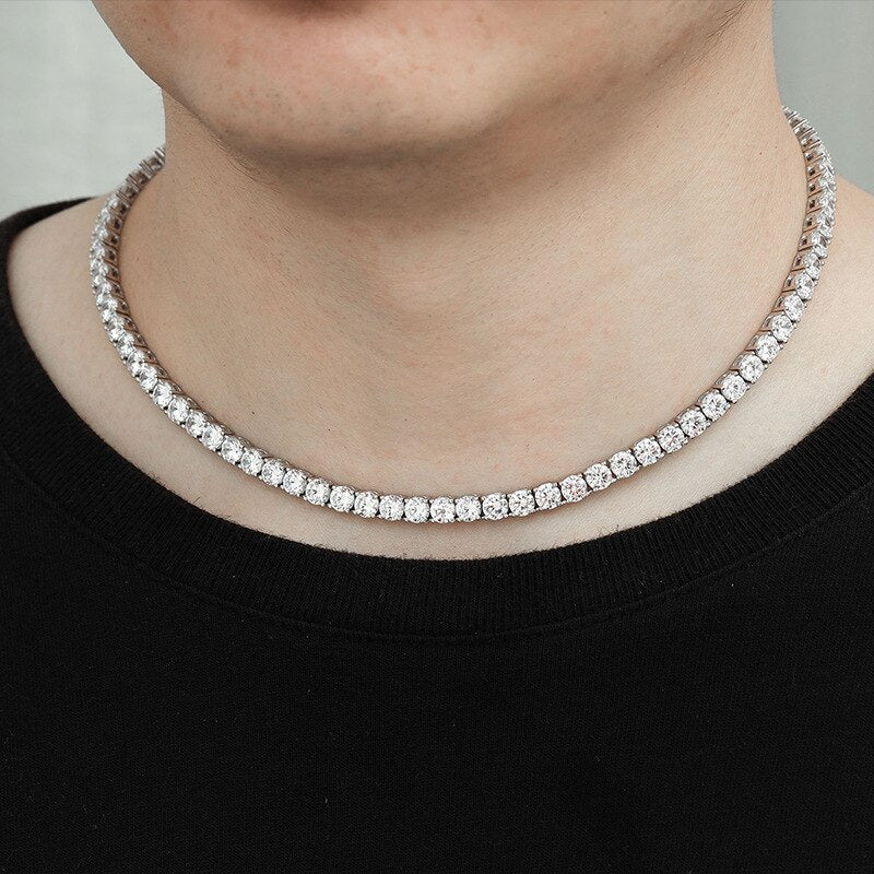 No.25[Destiny] Real Moissanite Tennis Necklace with 925 Sterling Silver