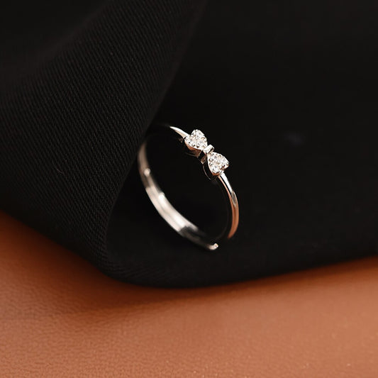 No.20[Bow] Real Moissanite Ring with 925 Sterling Silver