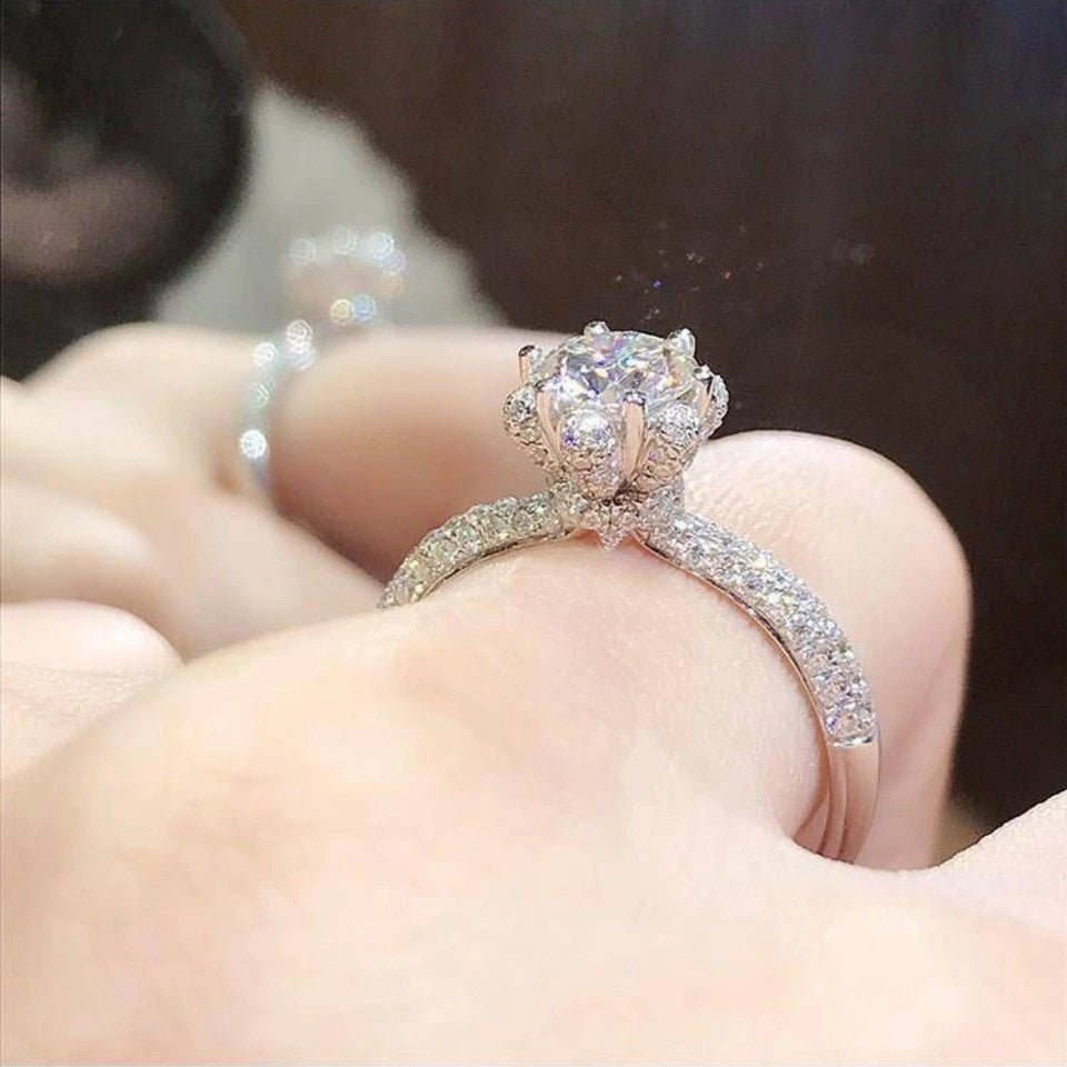 No.2[Peach] Real Moissanite Ring with 925 Sterling Silver