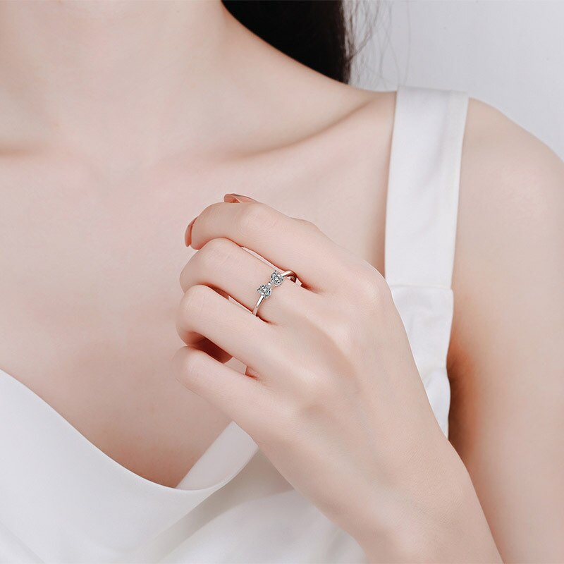 No.20[Bow] Real Moissanite Ring with 925 Sterling Silver