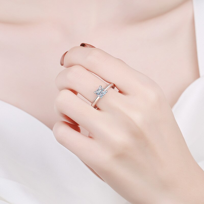 No.23[Cube] Real Moissanite Ring with 925 Sterling Silver