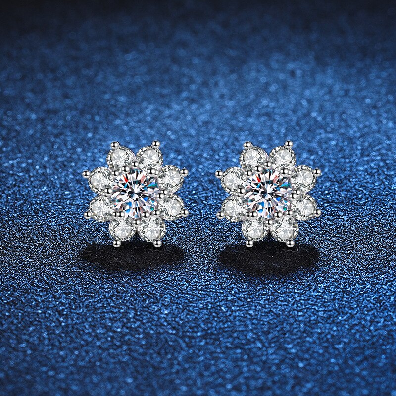 No.18[Coreopsis Studs] Real Moissanite Earrings with 925 Sterling Silver