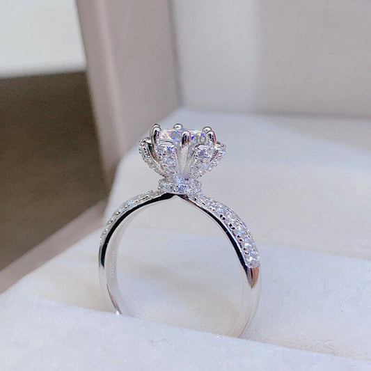 No.2[Peach] Real Moissanite Ring with 925 Sterling Silver