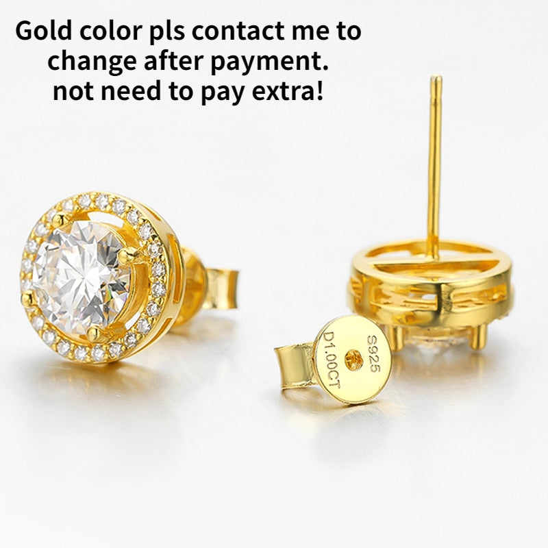 No.6[Halo] Real Moissanite Earrings with 925 Sterling Silver