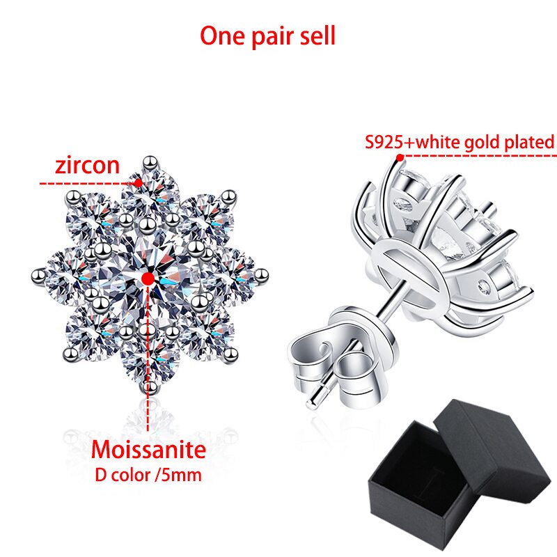 No.18[Coreopsis Studs] Real Moissanite Earrings with 925 Sterling Silver