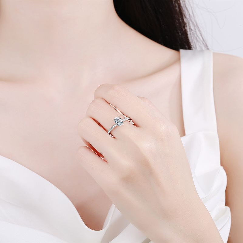 No.4[Mirror] Real Moissanite Ring with 925 Sterling Silver