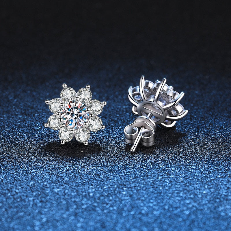 No.18[Coreopsis Studs] Real Moissanite Earrings with 925 Sterling Silver