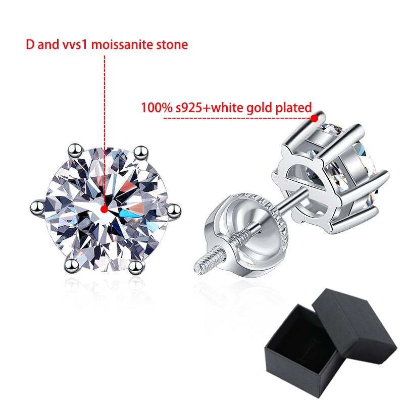 No.17[Legend Studs] Real MoissaniteEarrings with 925 Sterling Silver