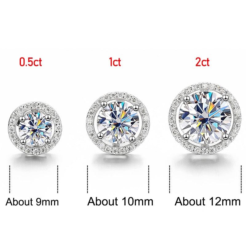 No.6[Halo] Real Moissanite Earrings with 925 Sterling Silver