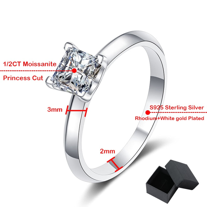 No.23[Cube] Real Moissanite Ring with 925 Sterling Silver