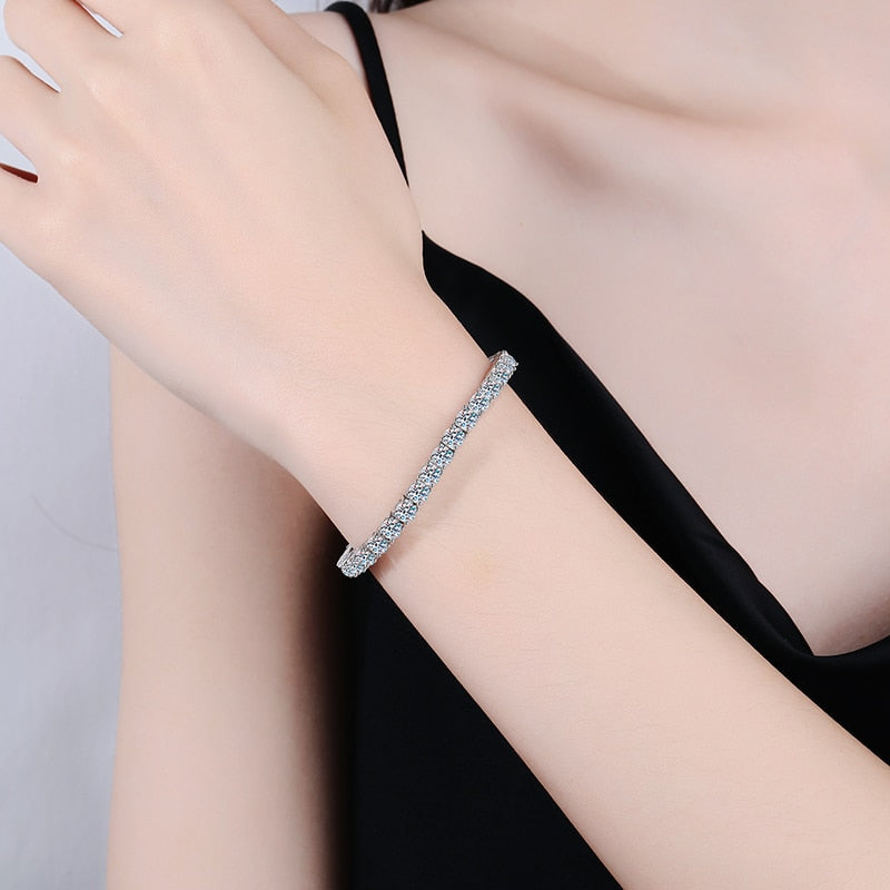 No.7[Beauty] Real Moissanite Tennis Bracelet with 925 Sterling Silver