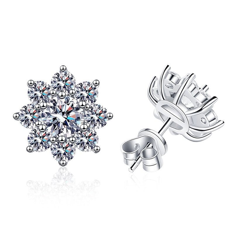 No.18[Coreopsis Studs] Real Moissanite Earrings with 925 Sterling Silver