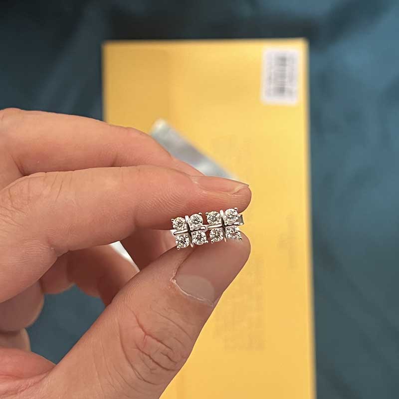 No.16[Square] Real Moissanite Earrings with 925 Sterling Silver