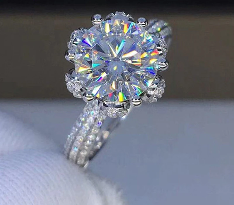 No.2[Peach] Real Moissanite Ring with 925 Sterling Silver